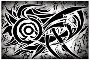 Uchiha symbol with black fire and crows around it tattoo idea