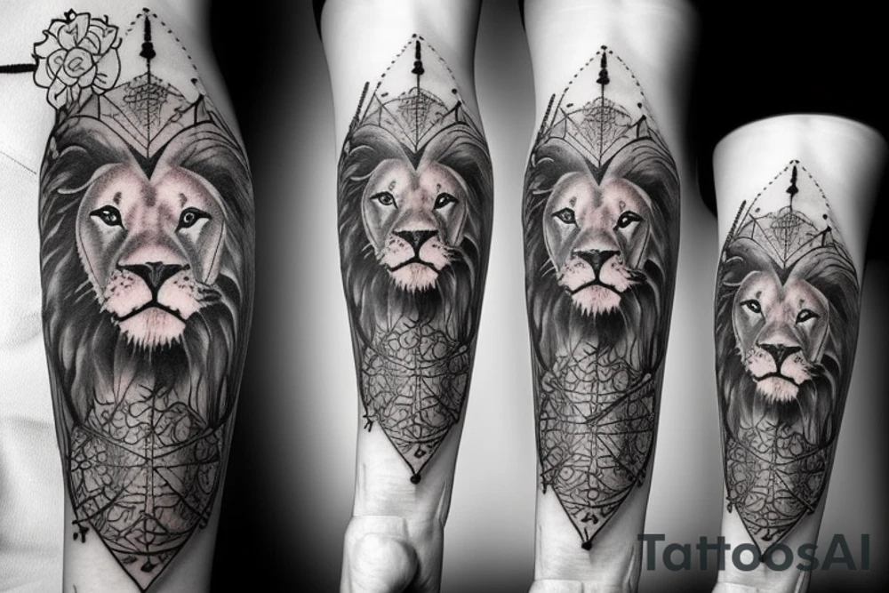 Lion and clock tattoo idea