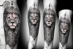 Lion and clock tattoo idea