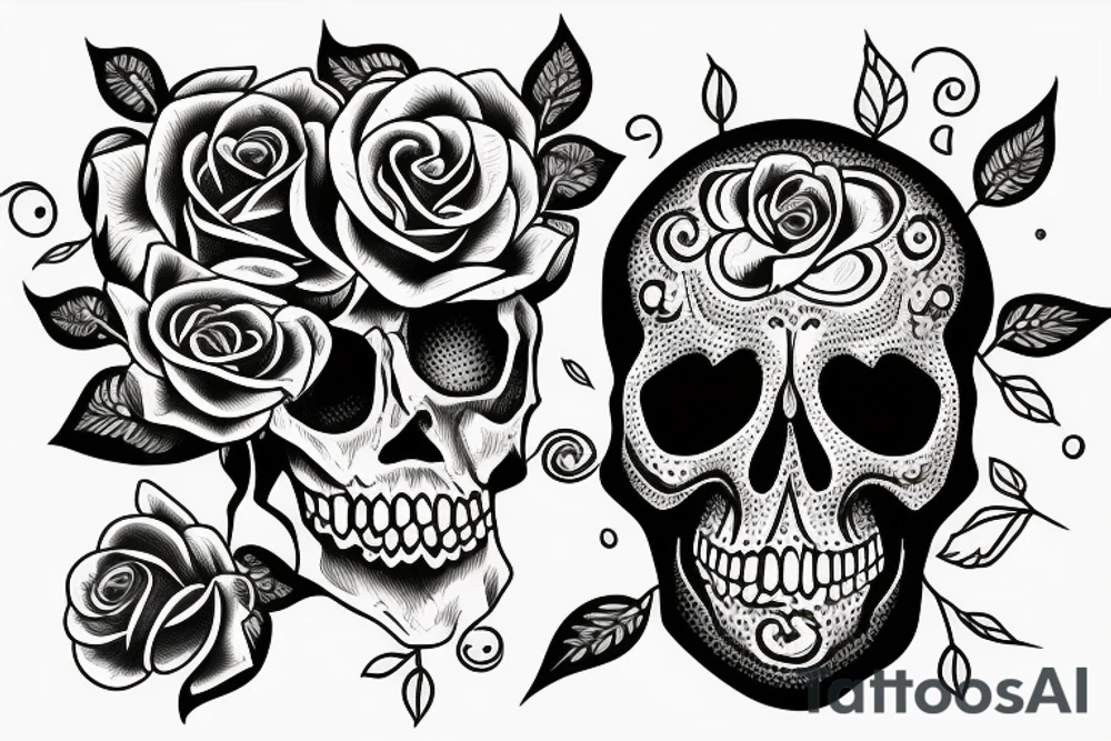 Skull and rose tattoo idea