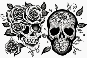 Skull and rose tattoo idea