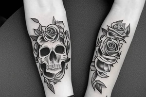 Skull and rose tattoo idea