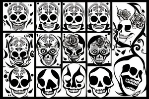 skeleton face tattoo idea