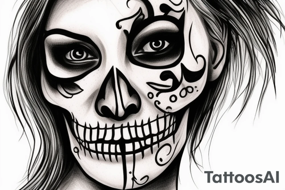 skeleton face tattoo idea