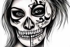 skeleton face tattoo idea