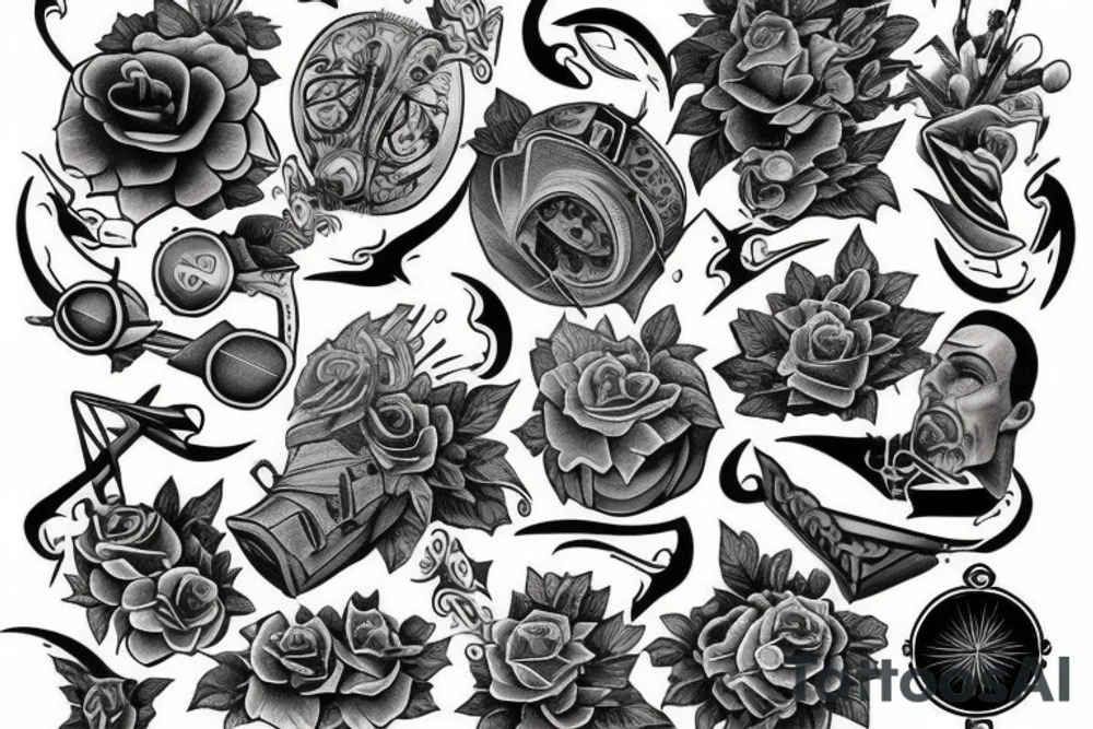 Old school tatto with albanian motives tattoo idea