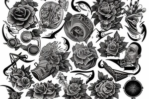 Old school tatto with albanian motives tattoo idea