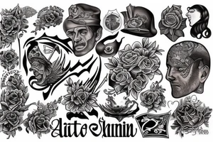Old school tatto with albanian motives tattoo idea