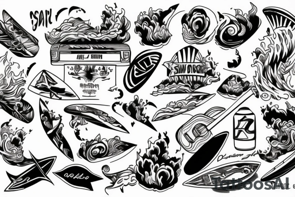 Surf and music tattoo idea