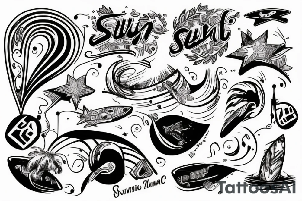 Surf and music tattoo idea