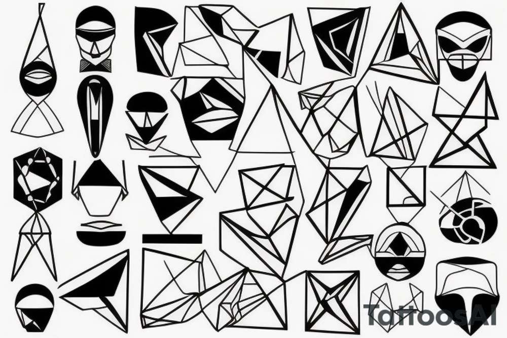 minimal futuristic geometrica japanese tattoo idea