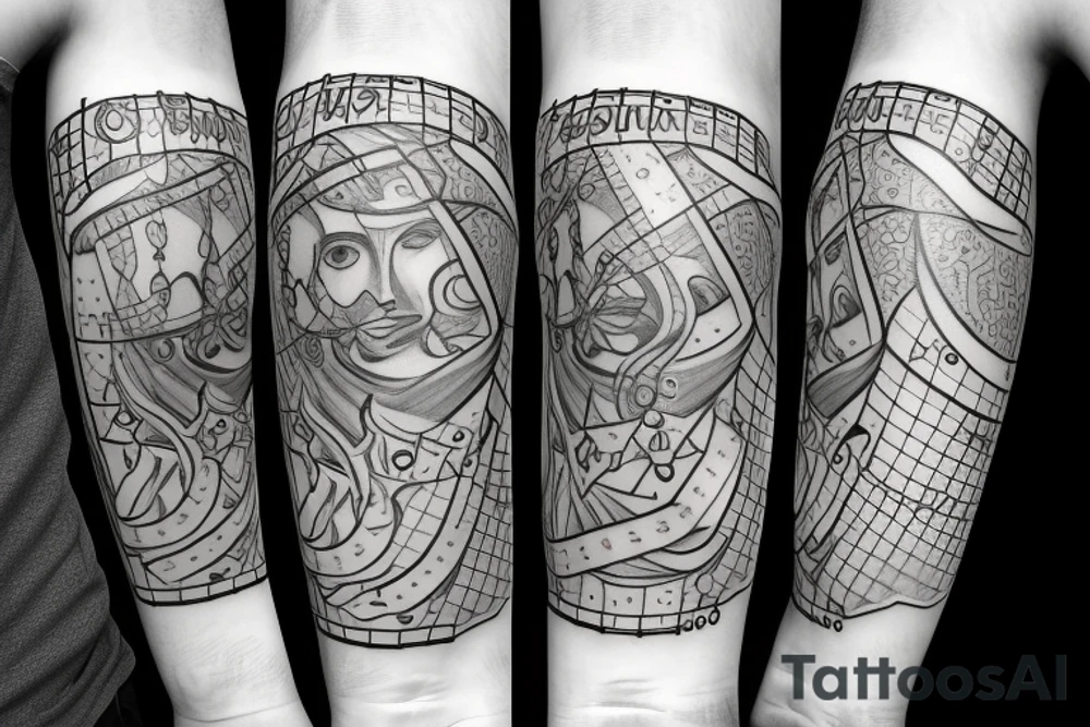 Number 369 with a bulb and king piece in chess tattoo idea