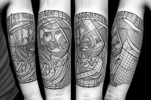 Number 369 with a bulb and king piece in chess tattoo idea