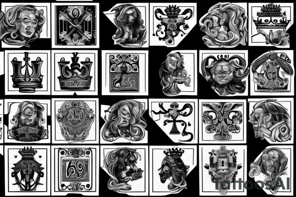 The Number 369 with a bulb and king piece in chess tattoo idea