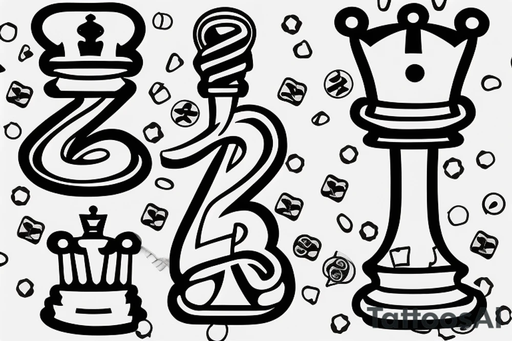 The Number 369 with a bulb and king piece in chess tattoo idea