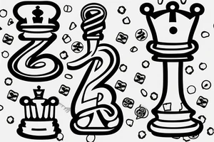 The Number 369 with a bulb and king piece in chess tattoo idea