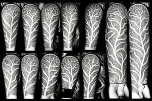 Tree of life surrounded by Snake and two crows tattoo idea
