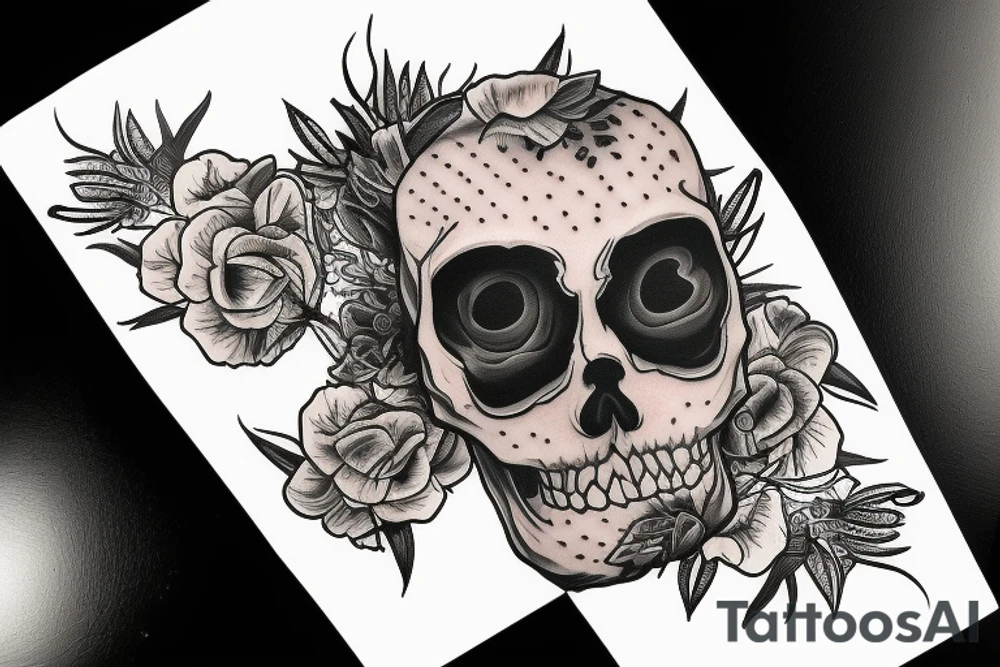 skull face tattoo idea