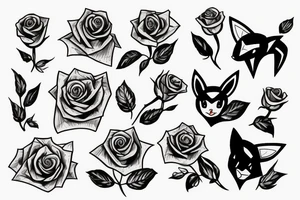 Delfox Pokémon 
holding a rose tattoo idea
