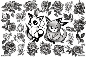 Delfox Pokémon 
holding a rose tattoo idea