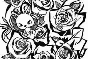 Delfox Pokémon 
holding a rose tattoo idea