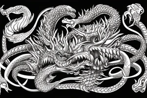 Ouroboros with seven heads biting one tail at the same time tattoo idea