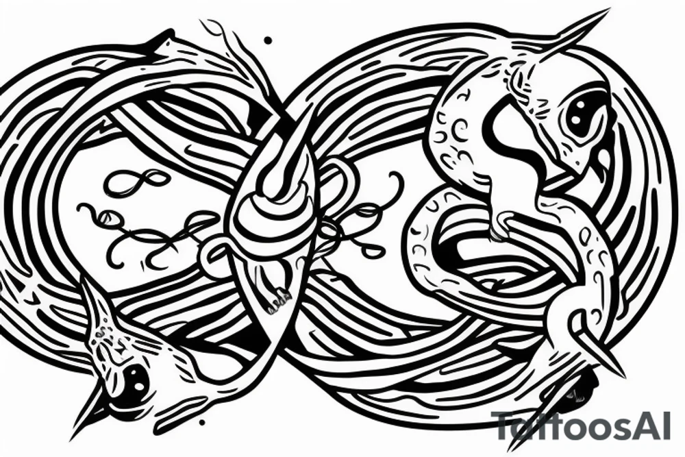 Ouroboros with seven heads biting one tail at the same time tattoo idea Ouroboros with seven heads biting one tail at the same time tattoo idea