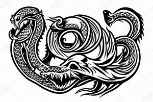 Ouroboros with seven heads biting one tail at the same time tattoo idea