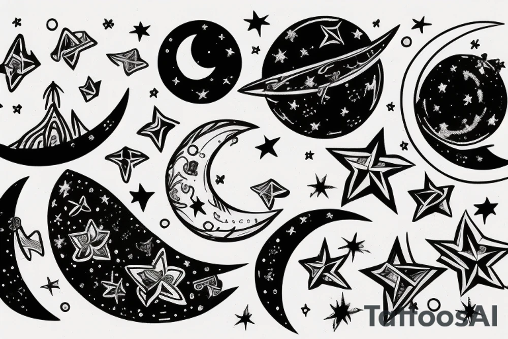 Moon and constellation tattoo idea