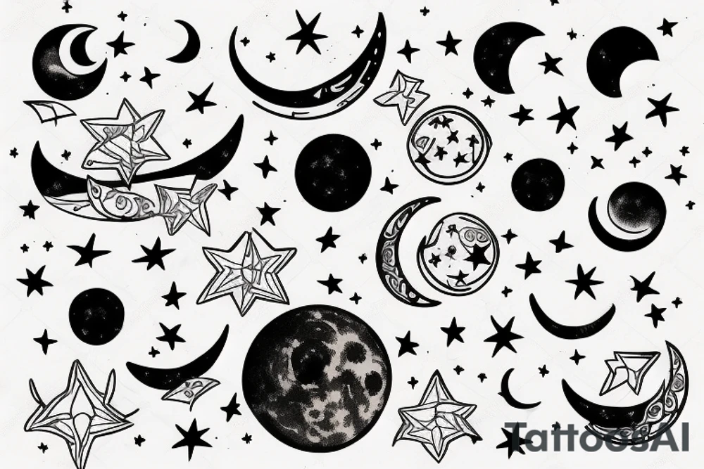 Moon and constellation tattoo idea