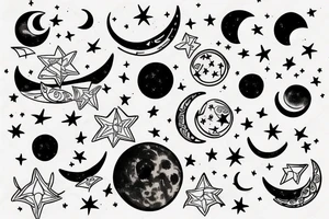 Moon and constellation tattoo idea