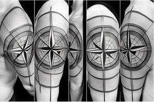 Compass rose over a world map tattoo idea