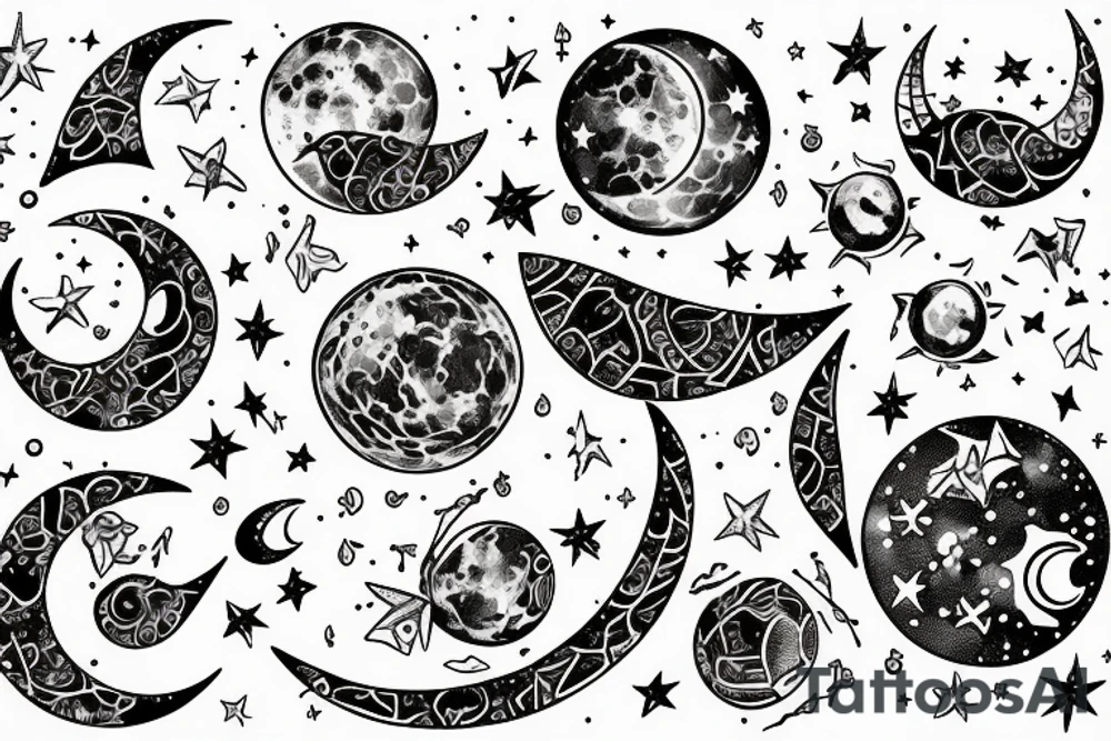 Moon and constellation of virgo tattoo idea