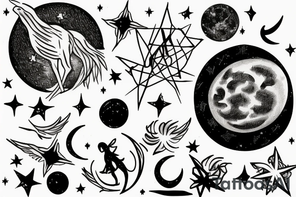 Moon and constellation of virgo tattoo idea