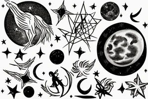 Moon and constellation of virgo tattoo idea