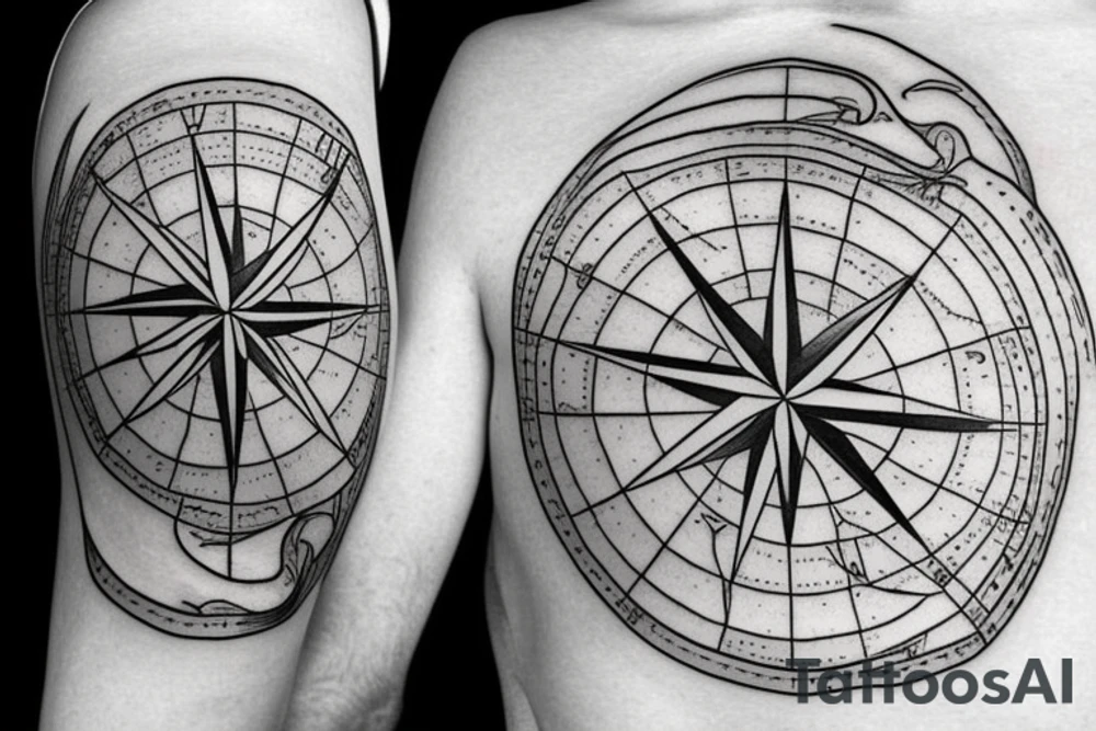 Compass and a world map tattoo idea