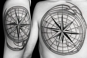 Compass and a world map tattoo idea