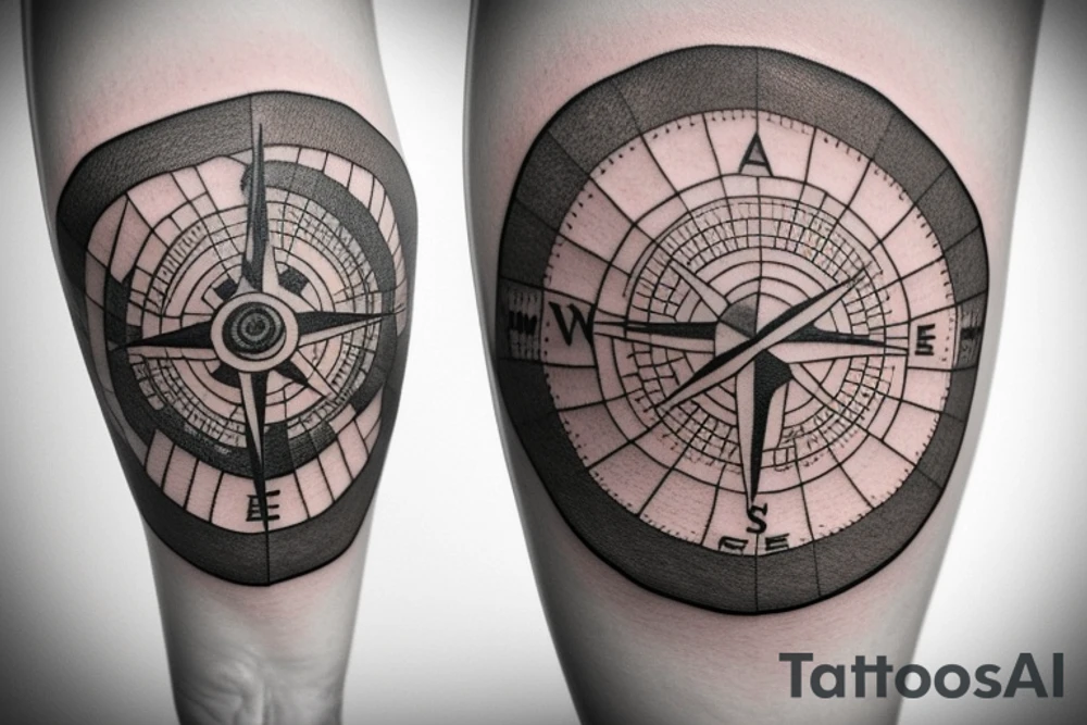 Compass and a world map tattoo idea