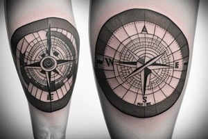 Compass and a world map tattoo idea