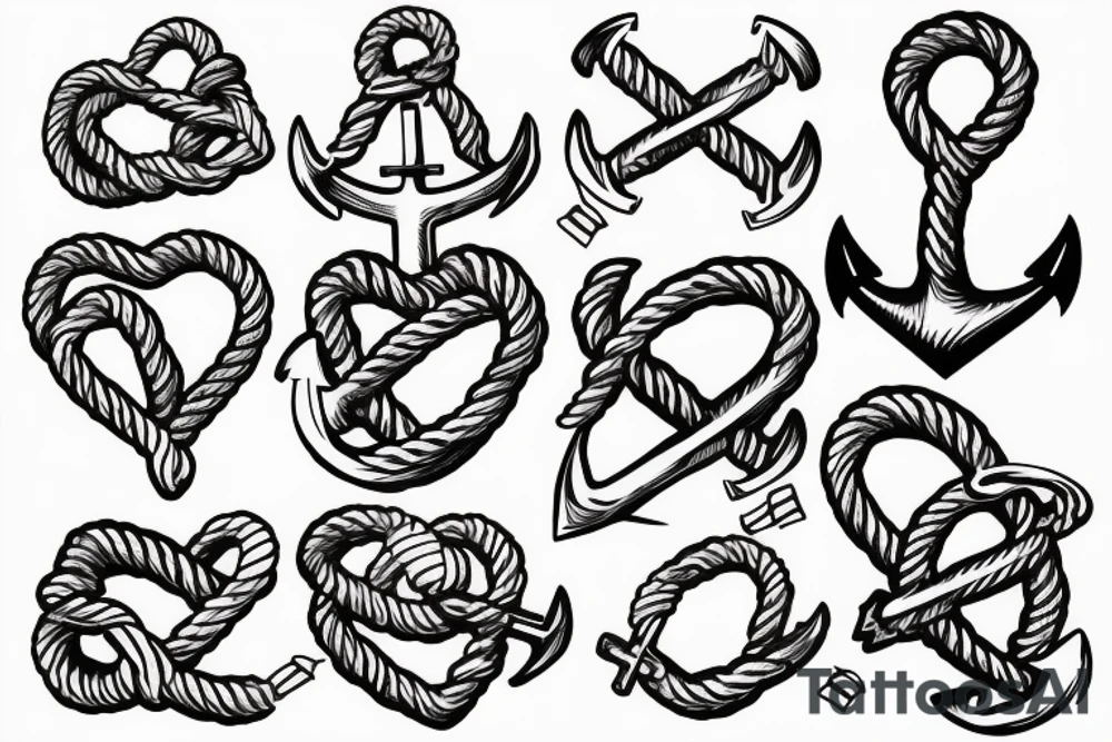 anchor rope heart 17 tattoo idea