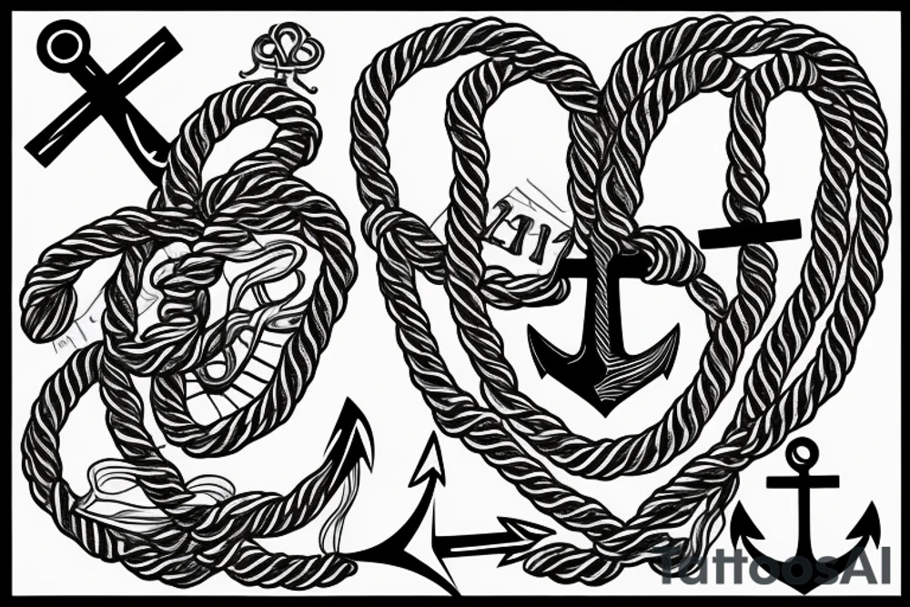 anchor rope heart seventeen tattoo idea