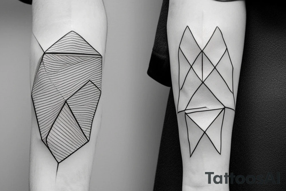minimal futuristic geometric japanese tattoo idea
