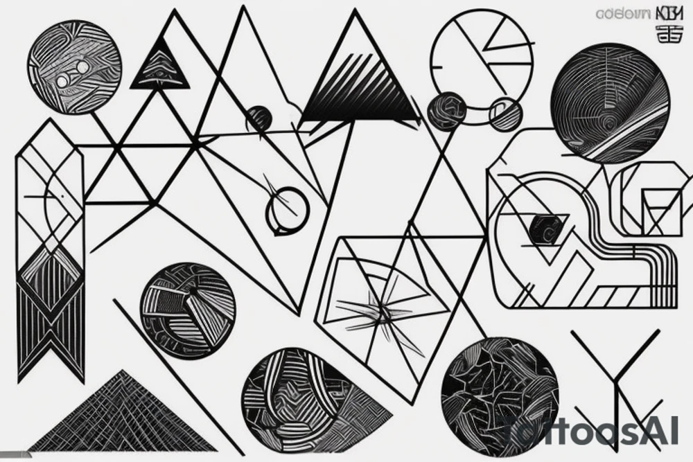 minimal futuristic geometric japanese tattoo idea