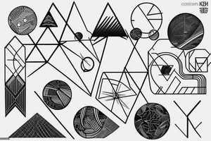 minimal futuristic geometric japanese tattoo idea