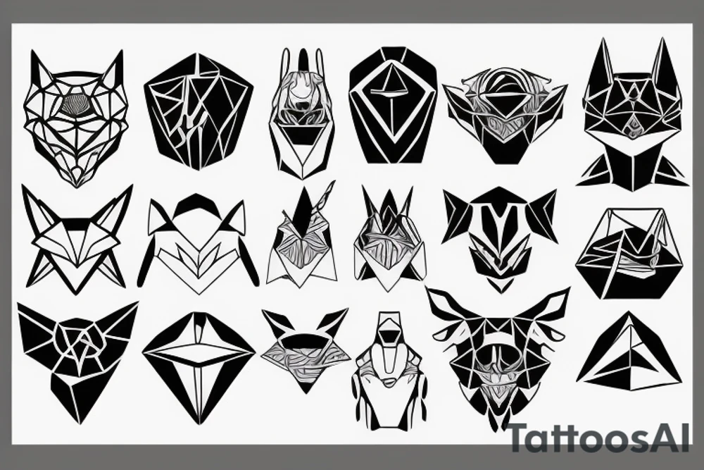 minimal futuristic geometric japanese daemon tattoo idea