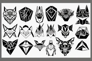 minimal futuristic geometric japanese daemon tattoo idea