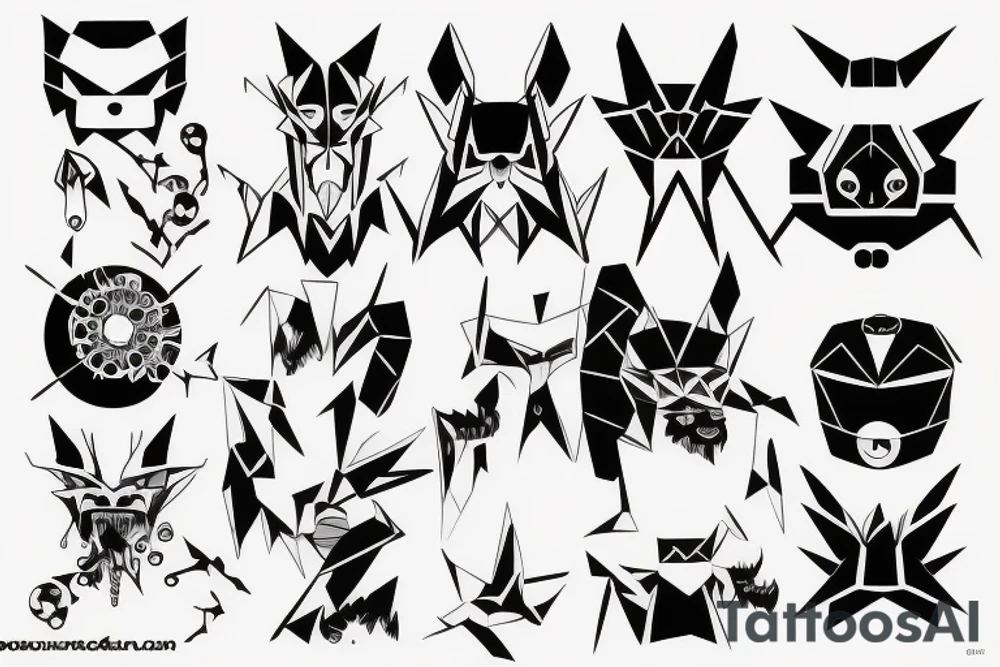 minimal futuristic geometric japanese daemon tattoo idea