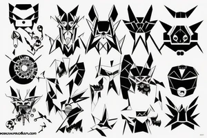 minimal futuristic geometric japanese daemon tattoo idea