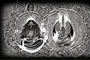 Adiyogi image with अंतः अस्ति प्रारंभः written below it tattoo idea