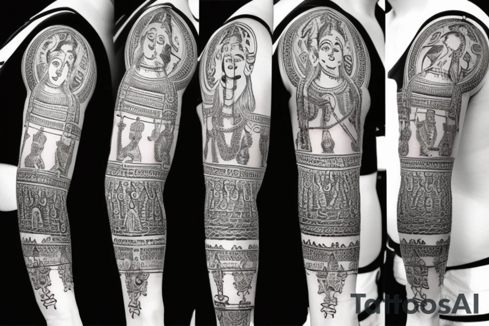 Lord Shiva with अंतः अस्ति प्रारंभः written tattoo idea